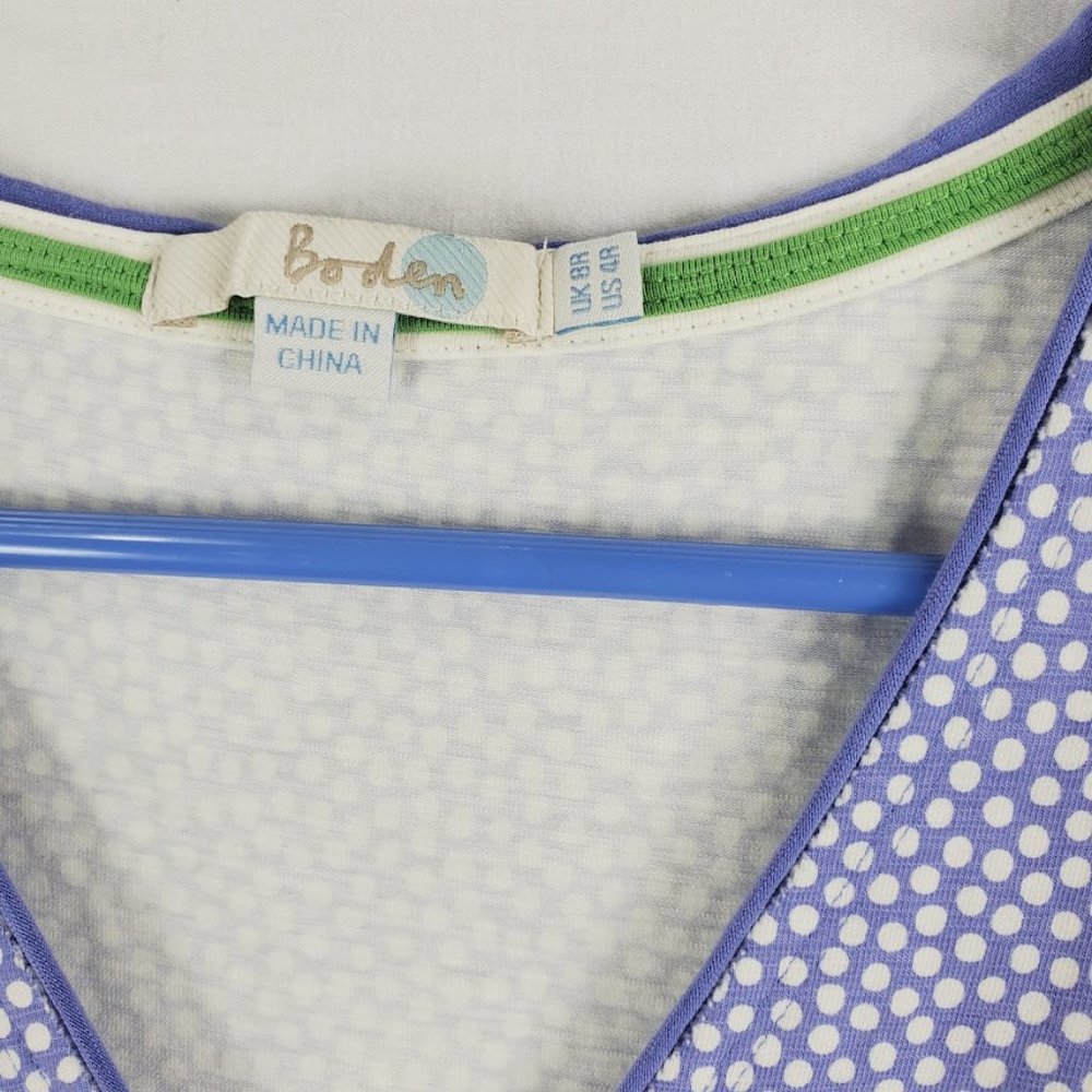 Boden Casual Jersey Dress US Size 4 4R Periwinkle White Polka Dot - Picture 3 of 4